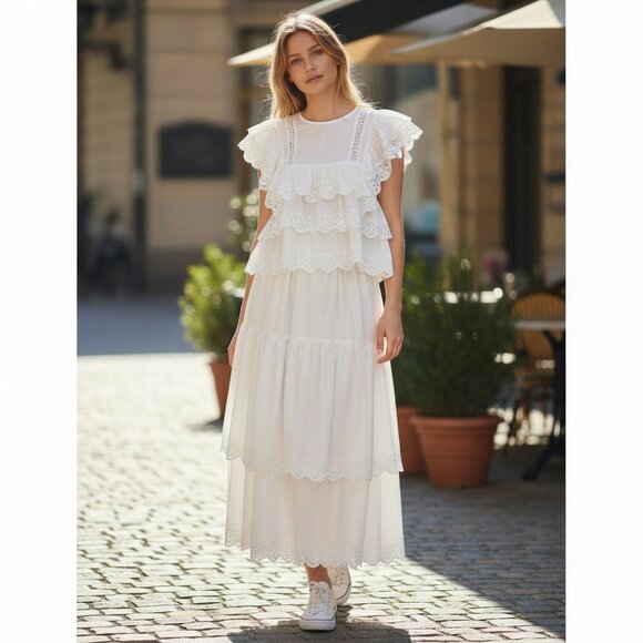 Putumayo 3 Tiered Cotton Petticoat Size S Renfaire Cosplay - Picture 1 of 9